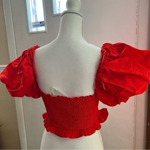 Zara TOP RUCHED BODICE WITH BALLOON SLEEVES (LARGE) - Picture 11 of 15